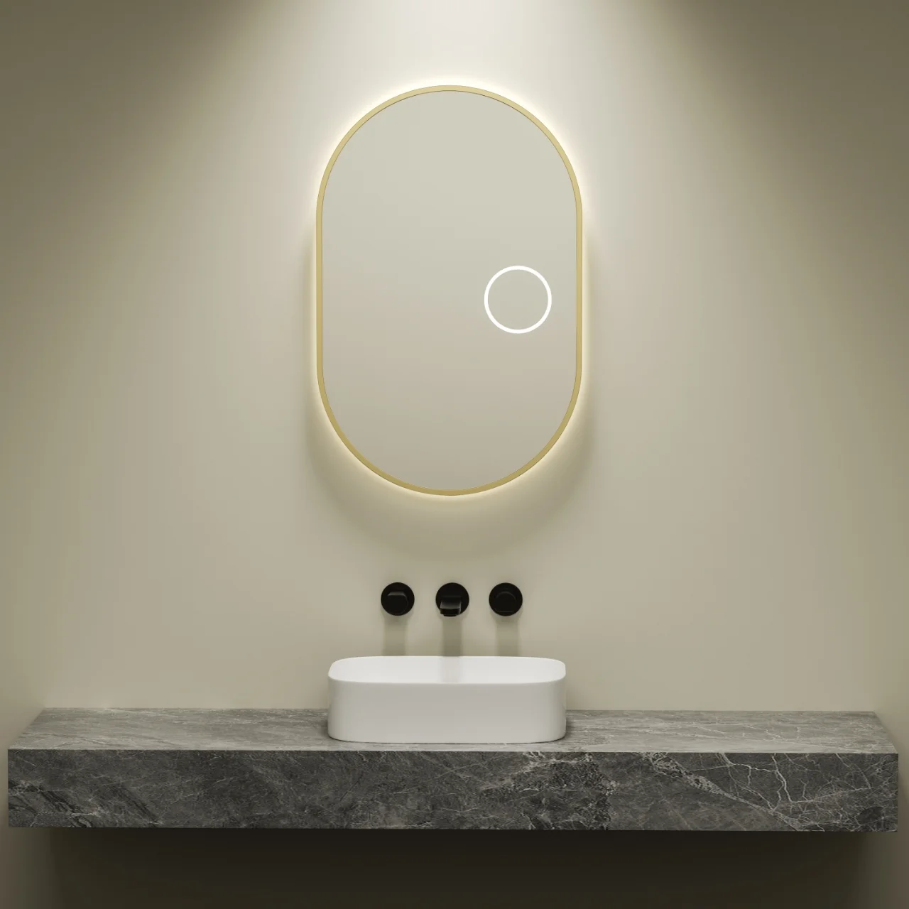 SMART BATHROOM MIRROR – 550x1000MM | BRUSHED GUNMETAL FRAME | BLUETOOTH + MICRO MIRROR, MUSIC,TIME AND TEMPERATURE | SAA CERTIFIED