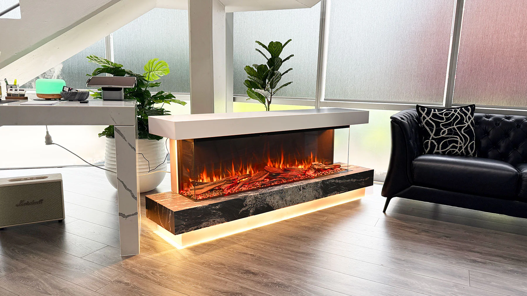 SAA 1270MM  3 Sided Wall Mounted and Recessed/ Insert Electric Fireplace Heater