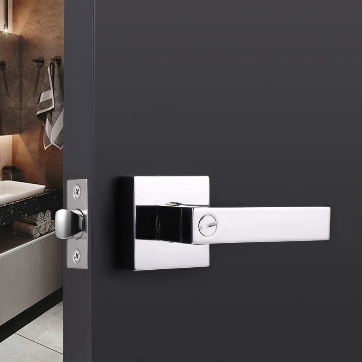 MBP TD001 Matt black Square Privacy Door Lock